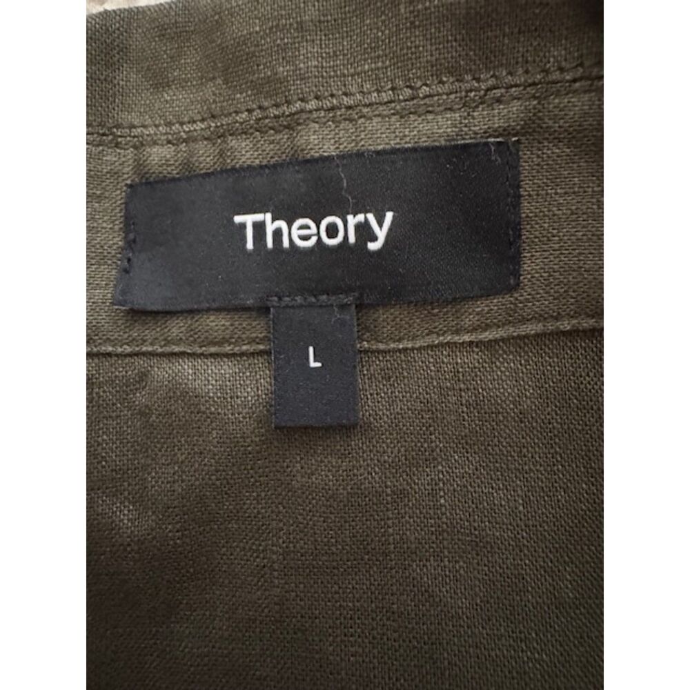 NWOT Theory Notched Collar Relaxed Linen button down shirt, size L - Picture 6 of 7